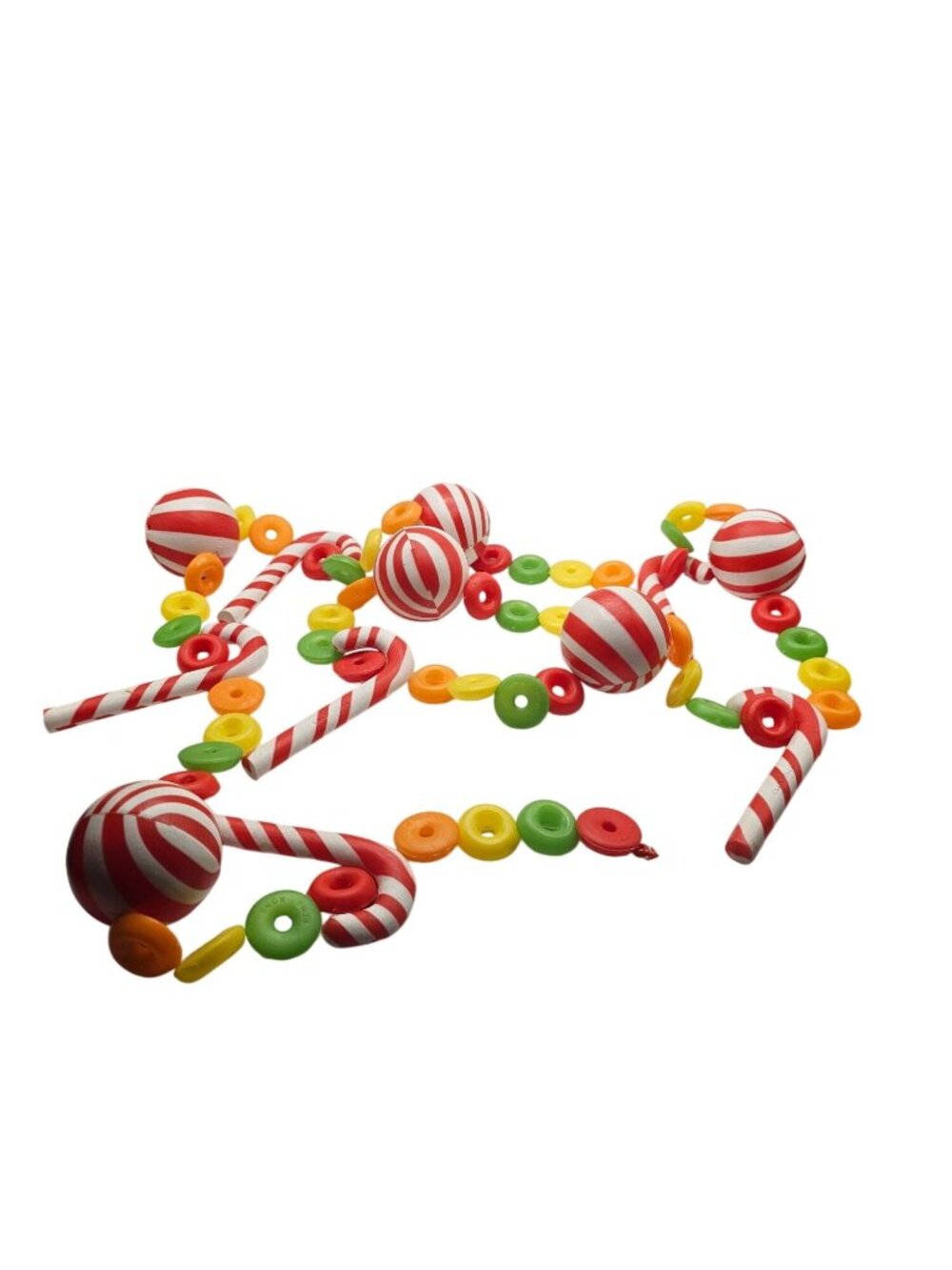 Christmas-Themed Peppermint Candy Style Garland 6 Ft Multicolor Bead Accents For